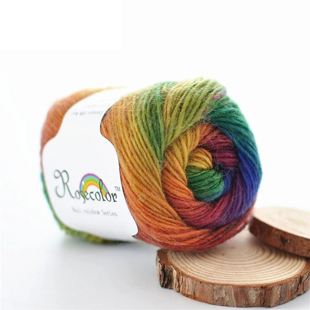 Fil de laine Pure 100% 50g/180m, dégradé arc-en-ciel, doux, tricot à la main, Crochet, bricolage, écharpe d'hiver, gants, châle, pull, matériaux de fabrication