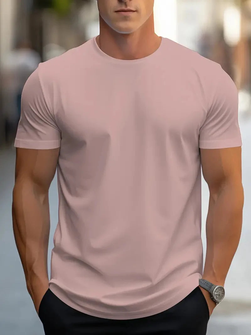T-shirt à Manches Courtes et Col Rond pour Homme, Vêtement Simple, de Couleur Unie, de Haute Qualité, Confortable, Respirant, Décontracté et Polyvalent, pour Été