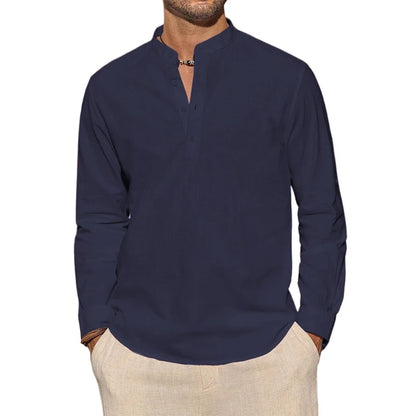 Henley – chemises en coton pour hommes, T-Shirts décontractés, légers, à manches longues, chemises de plage, vacances hawaïennes, nouvelle collection
