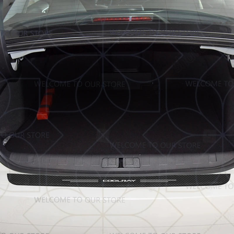 Autocollants de coffre en Fiber de carbone, 4/5 pièces, pour voiture Geely Zeekr LYNK & CO Azkarra Monjaro Atlas Pro Coolray Tugella, décor de seuil de porte