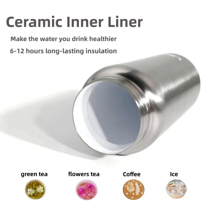 Bouteille Thermos à thé avec revêtement en céramique de qualité supérieure, tasse d'eau à Double paroi en acier inoxydable, flacon sous vide, bouteille de voyage, 350-750ml
