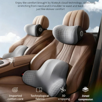 Ensemble de Support lombaire ergonomique pour appui-tête de voiture, coussin de Protection du cou en mousse à mémoire de forme, housse en peluche respirante, fournitures universelles pour véhicule