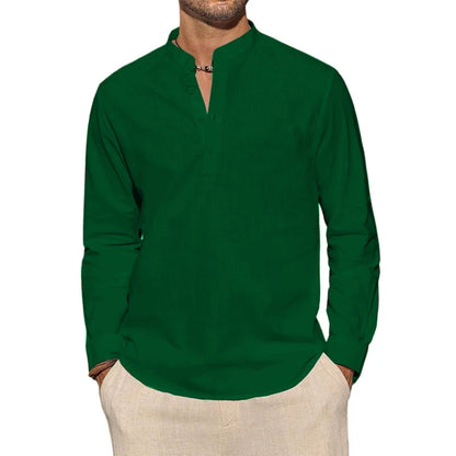Henley – chemises en coton pour hommes, T-Shirts décontractés, légers, à manches longues, chemises de plage, vacances hawaïennes, nouvelle collection