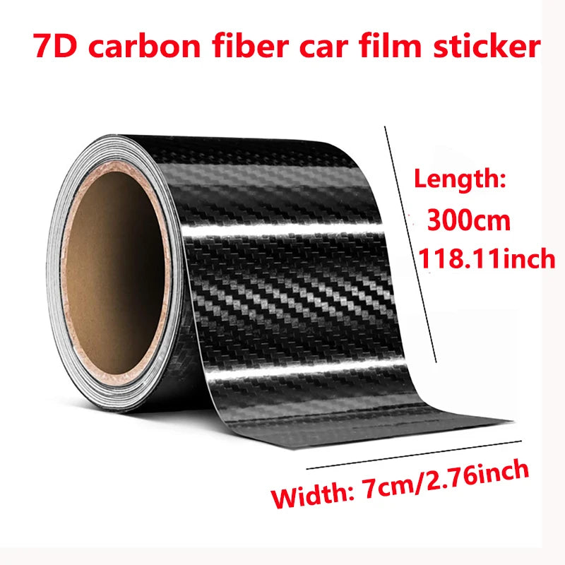Autocollant 7D en Fiber de carbone de 7cm de largeur, protections de pédale de bienvenue pour porte automobile, protecteur anti-rayures arrière de voiture, autocollant de Film de pare-chocs style de voiture