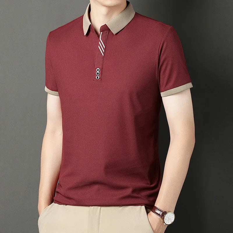 Polo à manches courtes pour hommes, couleur unie, décontracté, mode, haut d'été confortable pour les affaires et les loisirs