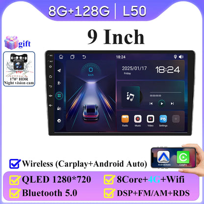 Android 16 universel 9/10 pouces autoradio CarPlay autoradio Android Auto GPS lecteur multimédia 2 DIN WiFi lecteur QLED écran BT