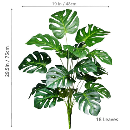ورقة Monstera اصطناعية بلاستيكية، نبات مزيف للزينة بوعاء، مناسبة لديكور المنزل، 60-100 سم
