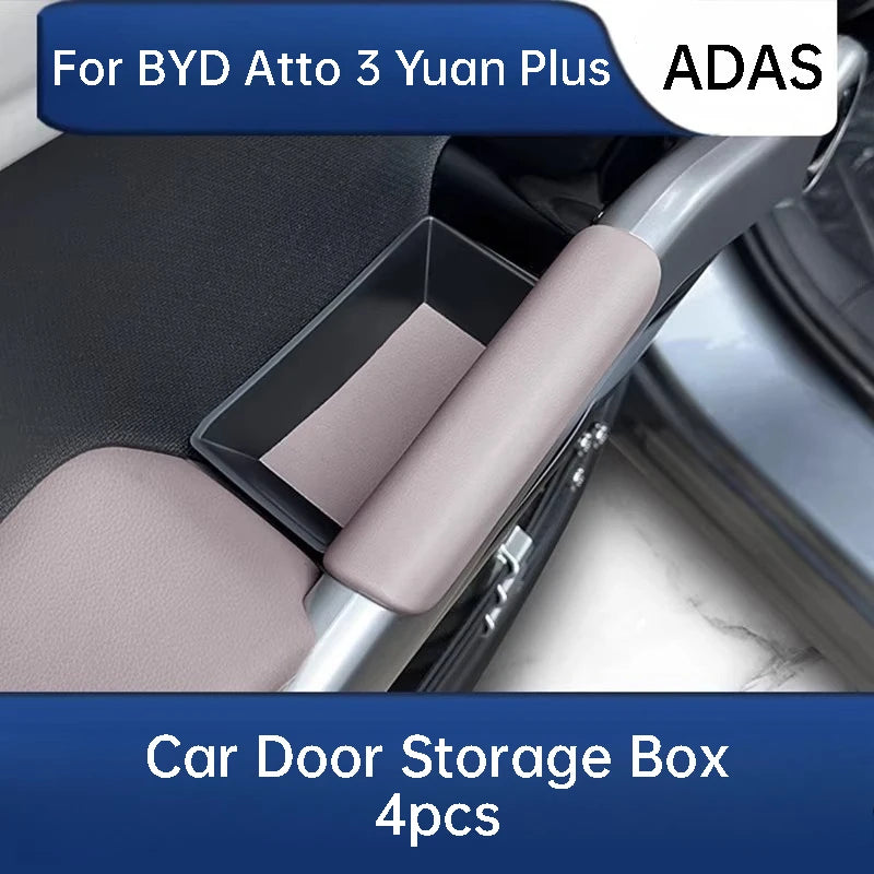 صندوق تخزين لمقبض باب السيارة BYD Atto 3 Yuan Plus ADAS إصدار القيادة الذكية، منظم صينية جلدي، ملحقات داخلية
