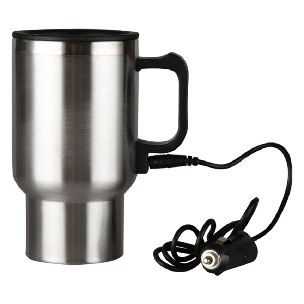 Tasse chauffante pour voiture de 450ml, bouilloire électrique de voyage en acier inoxydable, tasse chauffante pour voiture 12V pour chauffer l'eau, café, lait, thé