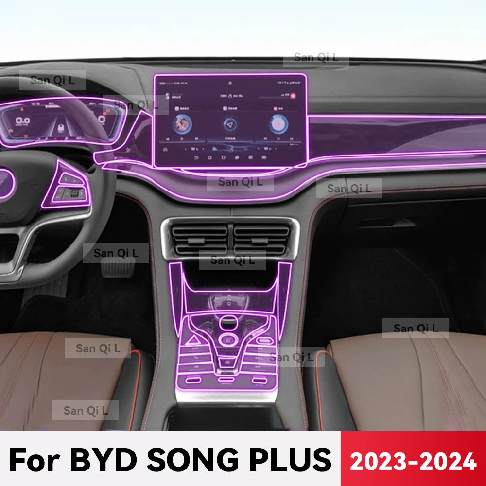 Film d'écran de Navigation de voiture en TPU, autocollant de protection anti-rayures pour BYD SONG Plus EV DMi 2023 2024, accessoires d'intérieur