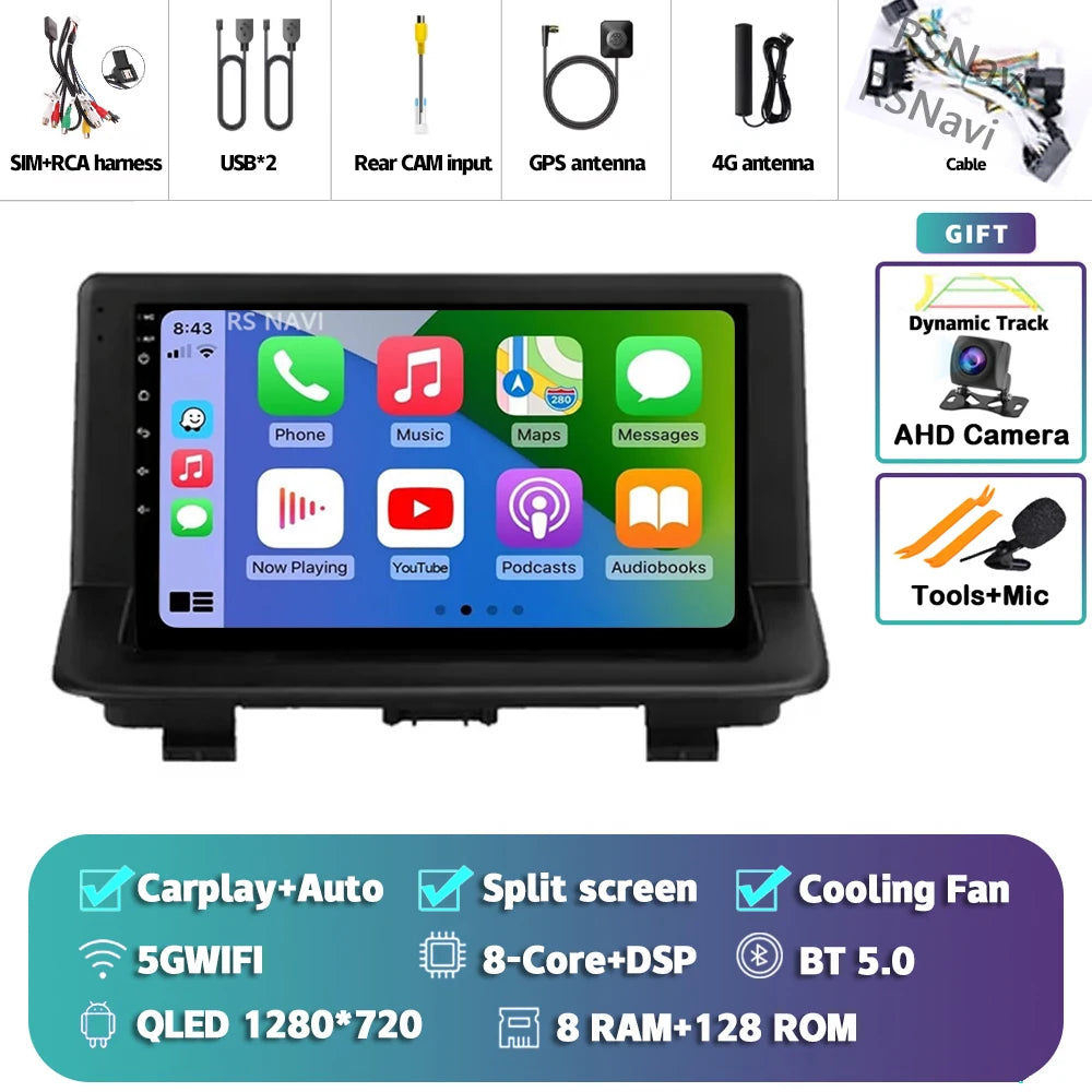 Android 15 sans fil CarPlay Auto autoradio pour Audi Q3 2012-2018 DSP lecteur vidéo multimédia GPS stéréo Autoradio unité principale WIFI