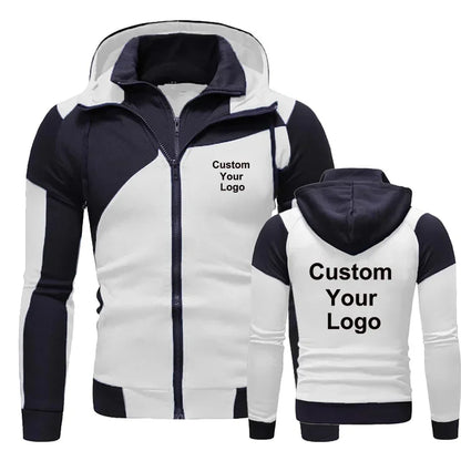 Sweat à capuche à Double fermeture éclair pour homme, sweat-shirt, veste à capuche avec votre Logo personnalisé, mode automne/hiver