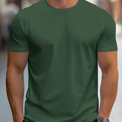 T-Shirt à manches courtes et col rond, couleur unie, à la mode, haut ajusté pour hommes et femmes, en Fiber de Polyester, longueur courte