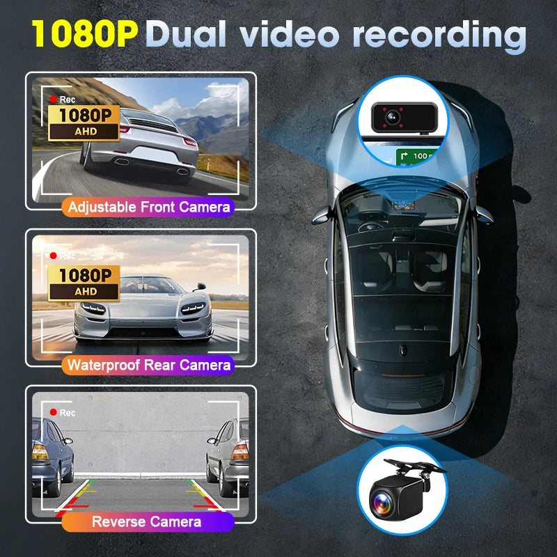 11.26 pouces Android 15 voiture DVR 4G + 64G WIFI sans fil Carplay Android Auto Dash Cam multimédia lecteur vidéo GPS Navigation BT AUX