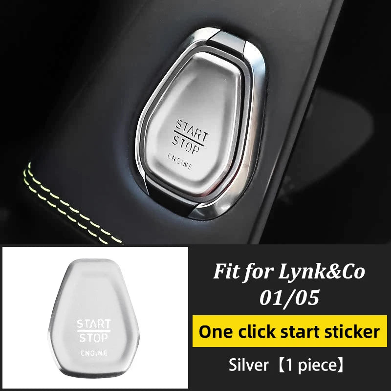 LINNUNU couvercle de bouton de moteur de voiture pour Lynk & Co 01 05 Lingke auto moteur allumage démarrage arrêt interrupteur bouton poussoir décoratif autocollant