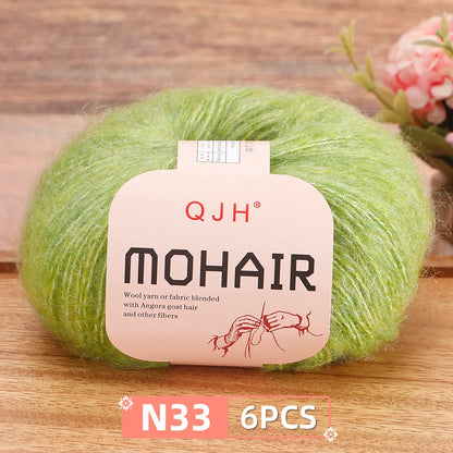 Fil Mohair doux et chaud, 6 paquets/150g, chaussettes de pull en tricot faites à la main, fil d'écharpe châle au Crochet, 60% Mohair, 40% acrylique