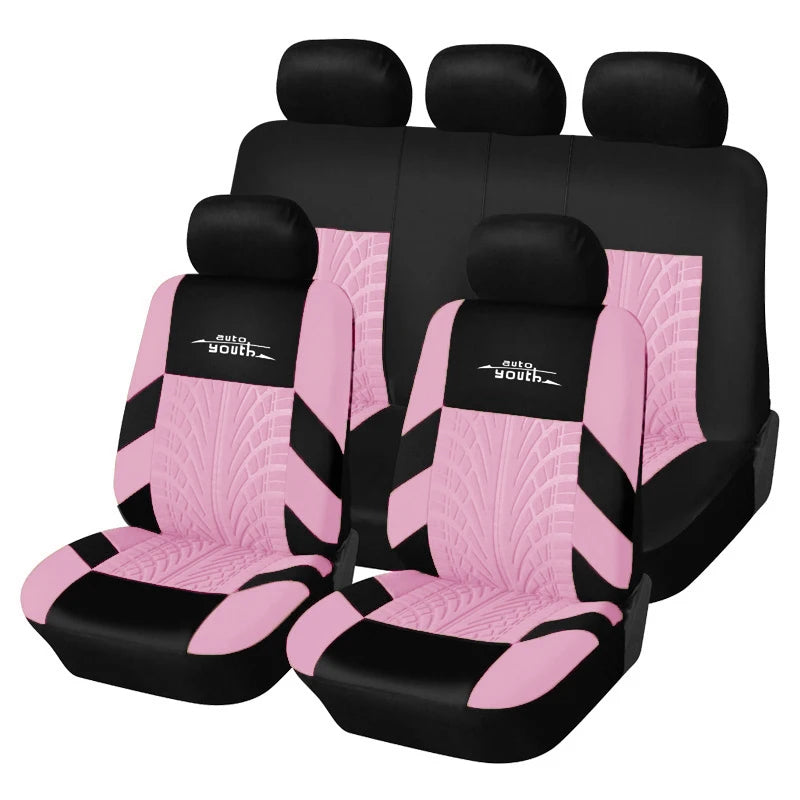 AU-UTH-Ensemble de Housses de Siège de Voiture Brodées, Protection Universelle Adaptée à la Plupart des Voitures, avec un Style Track Tatif