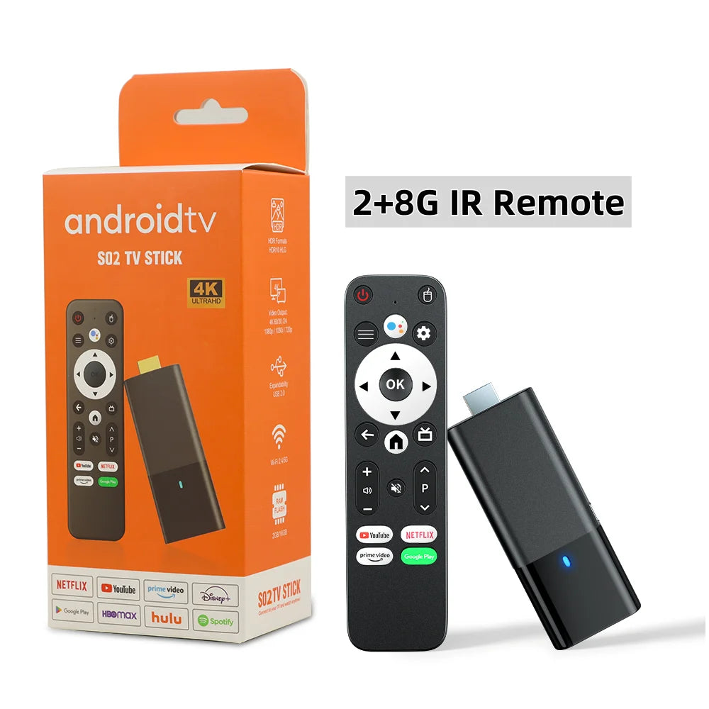 S02 H313 Android TV Stick décodeur 4K 2.4G 5G WiFi Quad Core BT5.0 HDR10 double WiFi Google Assistant pour lecteur multimédia réseau
