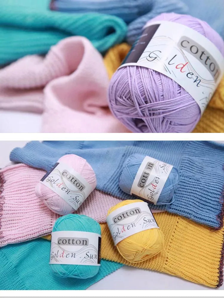 Fil doux doux en 100% coton naturel pour bébé, fil anti-boulochage pour le crochet à la main, 50g, 1 pièce