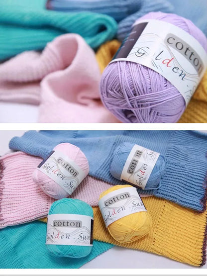 Fil doux doux en 100% coton naturel pour bébé, fil anti-boulochage pour le crochet à la main, 50g, 1 pièce