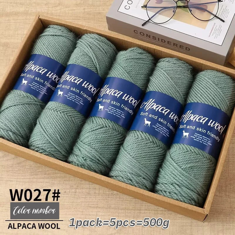 Fil de laine d'alpaga 500g, fil grossier, tissé à la main pour fabriquer des pulls chauds et à la mode, coupe-vent, vestes, foulards, chapeaux, fils