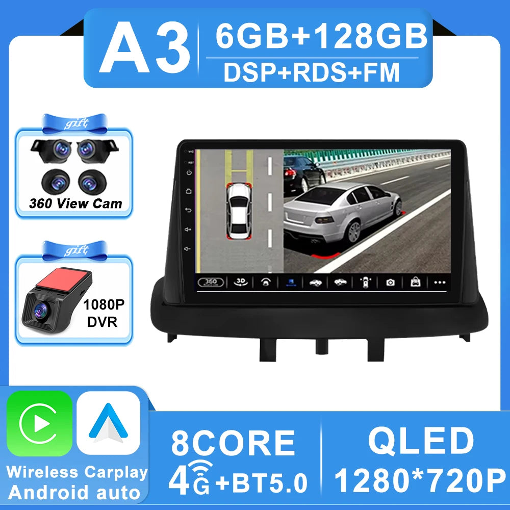 Android 16 pour Renault Megane 3 Fluence Samsung SM3 2008 - 2017 lecteur multimédia DSP CarPlay GPS autoradio
