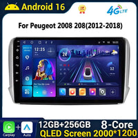 Autoradio multimédia Android 16 pour Peugeot 2008 208 Série 2012-2018 Lecteur Navigation GPS CarPlay sans fil Radio DVD Unité principale
