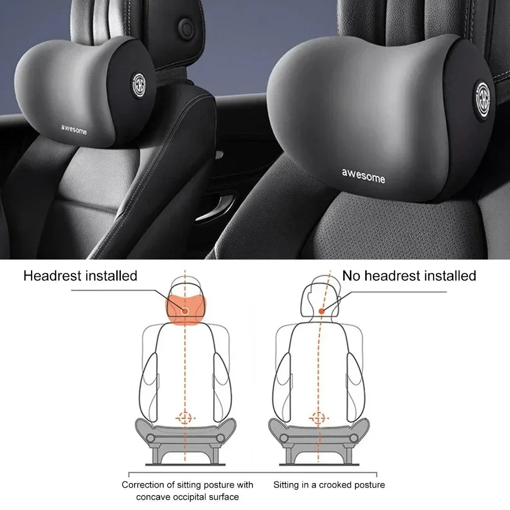 Car Headrest Pillow and Lumbar Support Set Memory Foam Neck Pillow & Back Cushion for Long Drive Pain Relief Car Seat Comfort