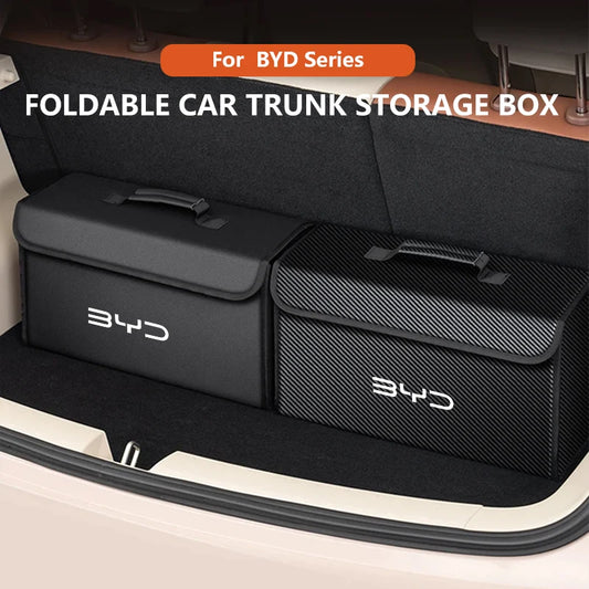 Boîte de rangement de coffre de voiture adaptée pour BYD DOLPHIN ATTO2 ATTO3 SEAL U 6 SEALION 7 2025, sac de rangement en cuir, boîte à outils de coffre de voiture, accessoires