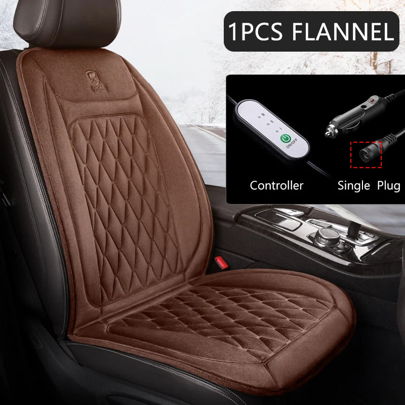 Coussin chauffant pour siège de voiture, en flanelle, 12V, universel, pour l'hiver siege chauffant voiture siège chauffant voiture