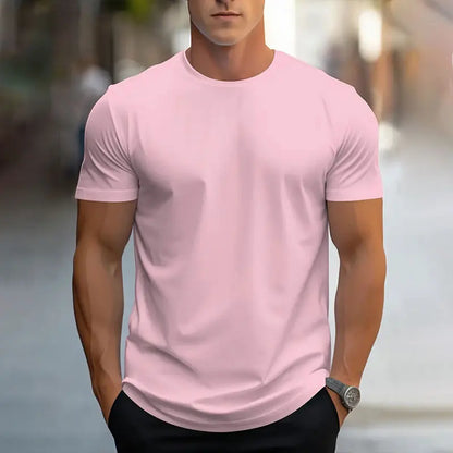 2024 Nouveau Col Rond À Manches Courtes T-Shirt Classique Mode Solide Couleur Sport Respirant À Manches Courtes D'été Respirant Gym Top
