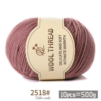 500g 290 Fil de laine d'alpaga peigné moyennement grossier, kit de matériel de tricot fait à la main chaud et à la mode pour l'automne et l'hiver, plusieurs couleurs de boules de fil pour fabriquer des pulls, des foulards