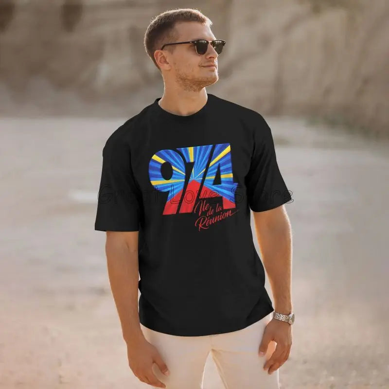 Personnalisé 974 île de la réunion Logo imprimé T-shirt hommes coton graphique t-shirts été décontracté grande taille t-shirts hauts Streetwear S-6XL