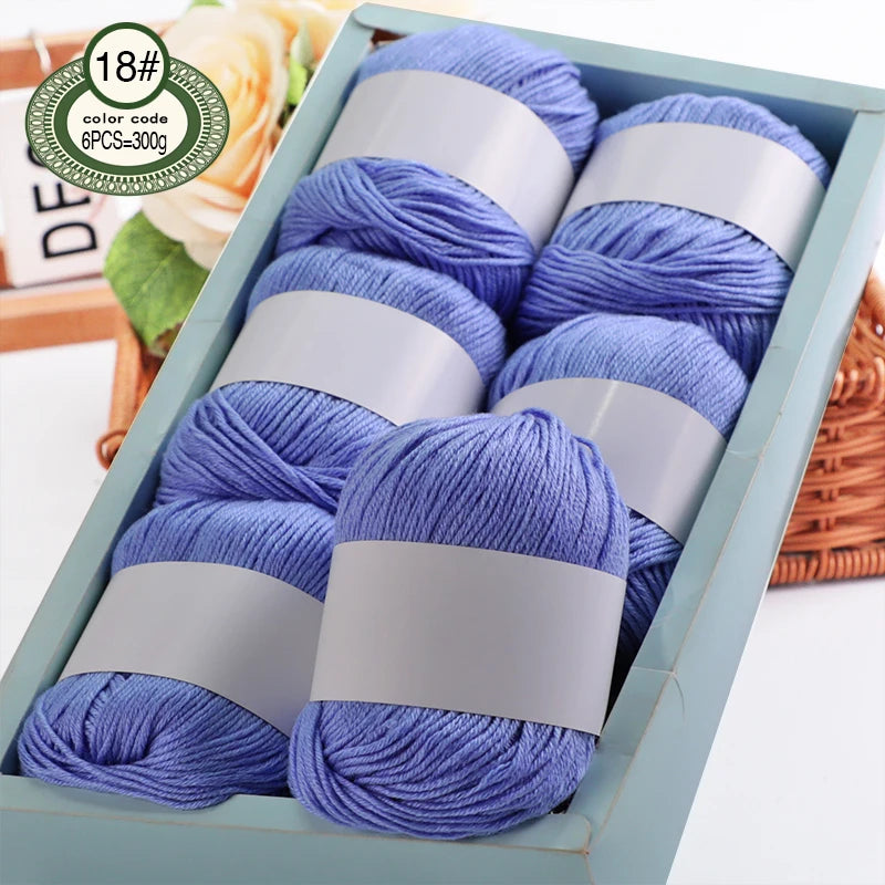 Fil de mélange de soie de luxe 6 pièces/ensemble, 50g chacun, fil à tricoter doux adapté aux pulls, couvertures et écharpes pour bébé, plusieurs couleurs