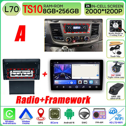 Autoradio Android 16 pour Ford Transit personnalisé Transit V363 350 lecteur multimédia Carplay Navigation GPS 4G Wifi vidéo stéréo 2din