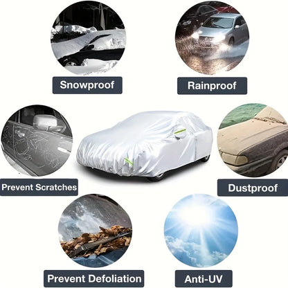 Couverture de voiture Protection extérieure extérieur soleil neige UV couvre SUV berline Auto parasol anti-poussière étanche noir argent