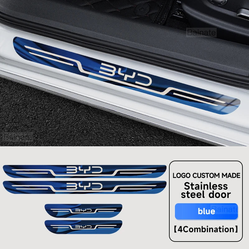 Plaque de seuil de porte de voiture en acier inoxydable, pour BYD Atto 3 Dolphin Seal Tang F3 Dmi Song Yuan EV 2023 2024 Atto 4, accessoires de voiture
