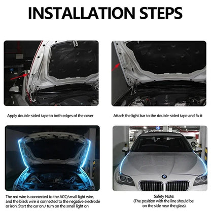Feux diurnes à LED pour capot de voiture, démarrage par balayage, lumières décoratives, guide de capot moteur automatique DRL, lampe d'ambiance décorative, 12V, 150cm