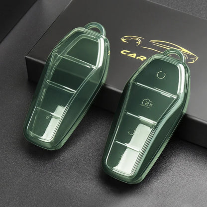 Étui transparent pour clé de voiture en TPU souple, télécommande à 4 boutons, housse de protection, accessoires, BYD Qin Plusdmi Atto 3 Han EV DolDave