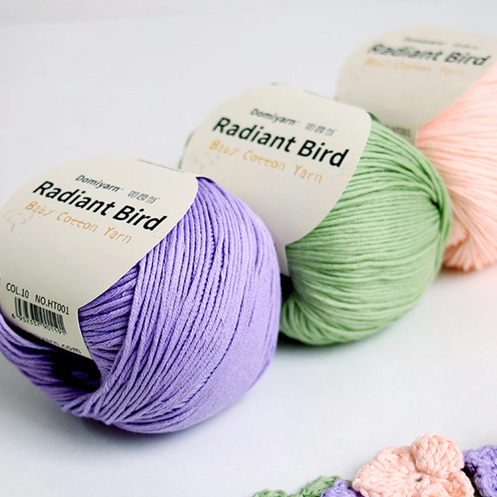 Fil de coton pur 100% biologique, fil pour bébé 50g pour tricoter, crochet et artisanat, crochet tissé à la main, pull, chapeau, fil d'écharpe