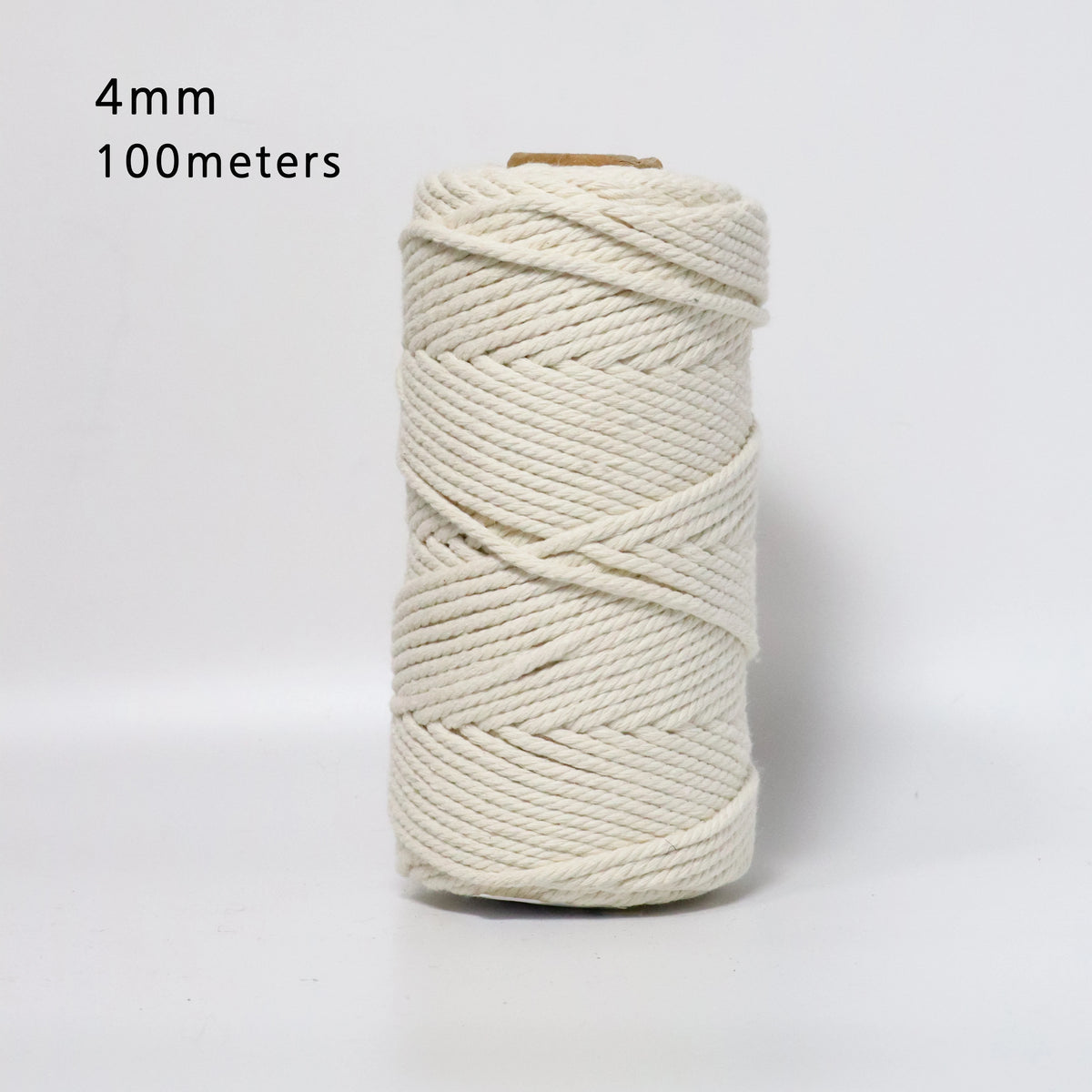 Cordon de macramé en coton 100% naturel, 4mm, cordon artisanal pour bricolage, cintres pour plantes à tricoter, décoration de noël et de mariage, Beige