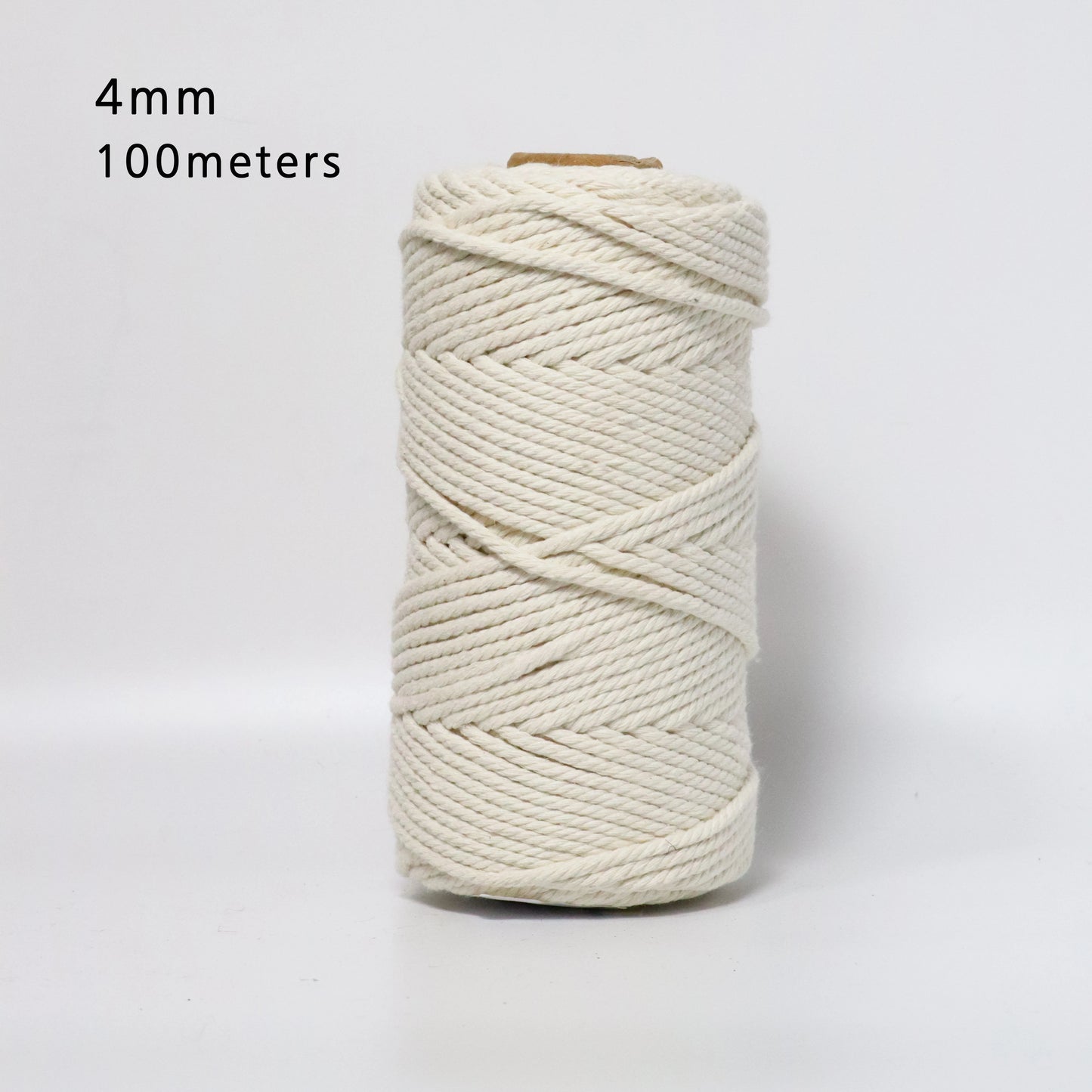 Cordon de macramé en coton 100% naturel, 4mm, cordon artisanal pour bricolage, cintres pour plantes à tricoter, décoration de noël et de mariage, Beige