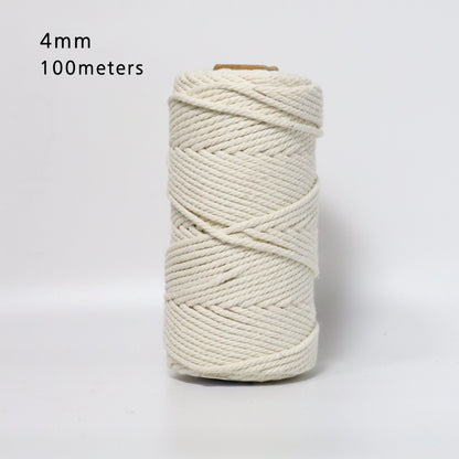 Cordon de macramé en coton 100% naturel, 4mm, cordon artisanal pour bricolage, cintres pour plantes à tricoter, décoration de noël et de mariage, Beige