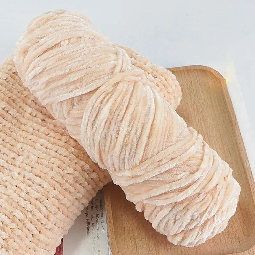 Fil de velours doux en Chenille, mélange de laine tricotée au Crochet, écharpe faite à la main, manteau, couverture et chapeau pour bébé, 95g