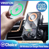 Chargeur de voiture sans fil 15W, support de téléphone à ouverture rotative électrique, support de téléphone portable pour grille d'aération, serrage automatique, accessoires de voiture