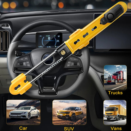 Verrouillage du volant avec alarme 113dB, dispositif antivol, verrouillage de sécurité pour voiture, alarme de verrouillage de roue de voiture réglable avec 2 clés