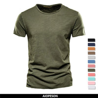 100% coton hommes T-shirt décontracté doux Fitness été mince T-shirts hommes vêtements de maison col rond à manches courtes solide T-shirt pour hommes