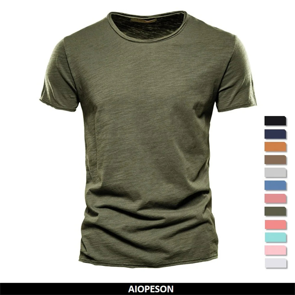 100% coton hommes T-shirt décontracté doux Fitness été mince T-shirts hommes vêtements de maison col rond à manches courtes solide T-shirt pour hommes