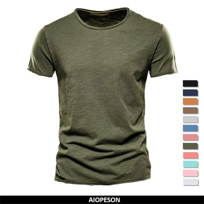 100% coton hommes T-shirt décontracté doux Fitness été mince T-shirts hommes vêtements de maison col rond à manches courtes solide T-shirt pour hommes