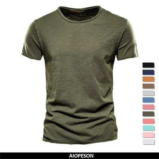 100% coton hommes T-shirt décontracté doux Fitness été mince T-shirts hommes vêtements de maison col rond à manches courtes solide T-shirt pour hommes